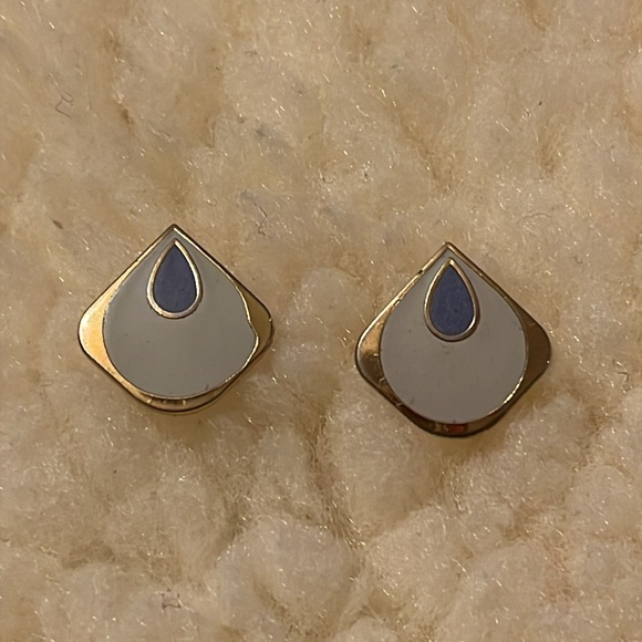 Samuel Huang Purple, Cream, & Gold Earrings - Picture 9 of 16